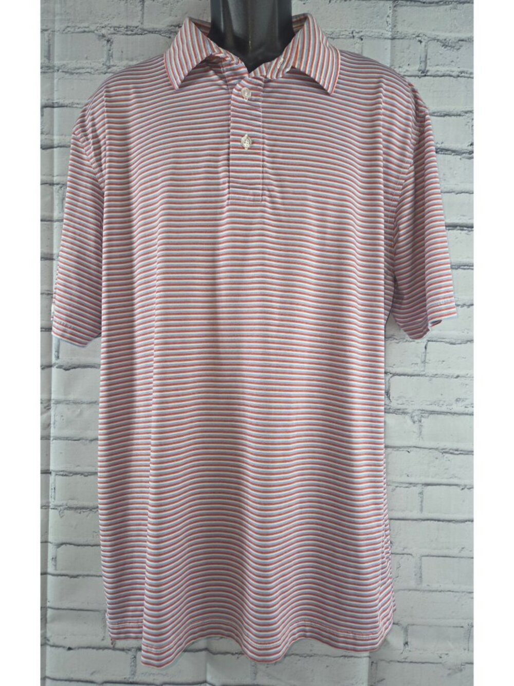 Straight Down Mens Striped Polo XL Red & Blue Nylon/Polyester Blend
